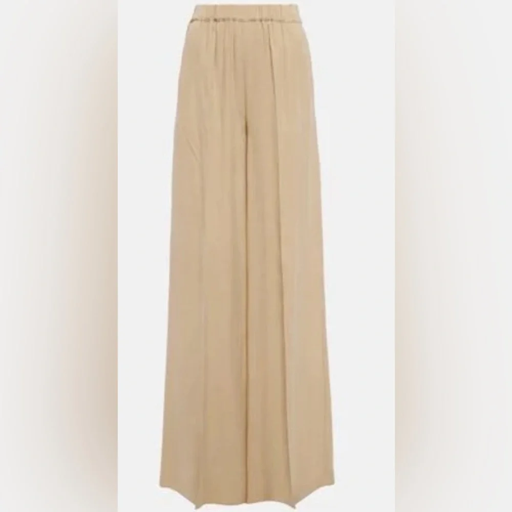 NEW - Solid Trousers with elastic waist, pleated and flared bottom. NWOT - Picture 1 of 6